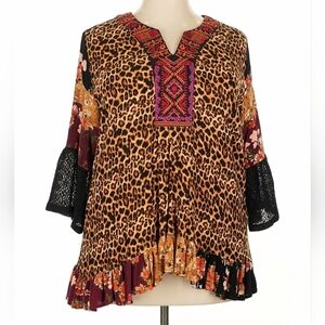 Calessa Leopard Embroidered Tunic | Size 2X - EUC